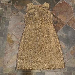 EUC - Gold Brocade Ann Taylor Dress - Size 6